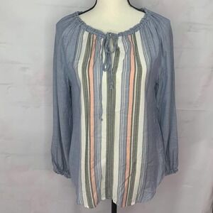 Dylan Chambray Striped Peasant Blouse‎ (NWT)